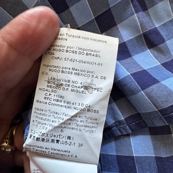 Hugo Boss Blue Checkered Casual regular Fit Button Down Shirt - Picture 5 of 10
